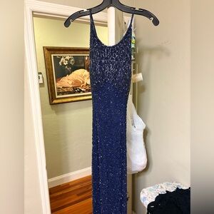 Cache Midnight Blue Beaded Maxi Dress